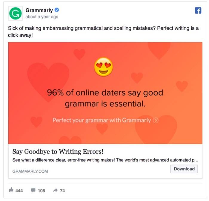 quảng cáo cảm xúc của grammarly