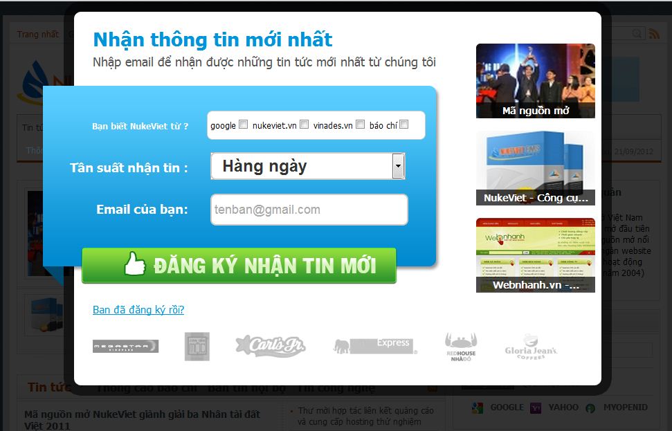 Khách hàng có nhu cầu sẽ đồng ý nhận thông tin từ website của bạn.